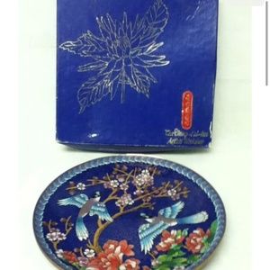 Elegant 7.5in Cloissone Plate with Documentation, Stand and Orig. Box